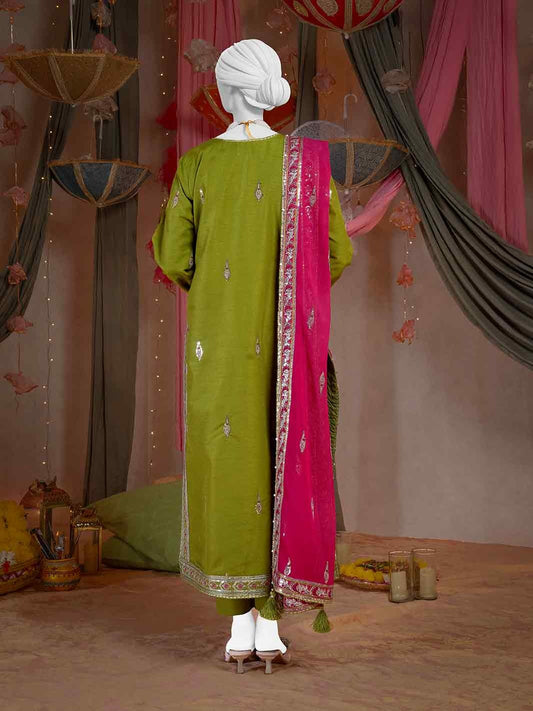 Party Wear Embroidered 3Pc Unstitched Suit PJPWS-240849