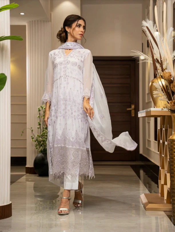 Ensembles by Zouj Embroidered Chiffon Suit Unstitched 3 Piece ZJ24EC ZJCH-014 - Festive Collection