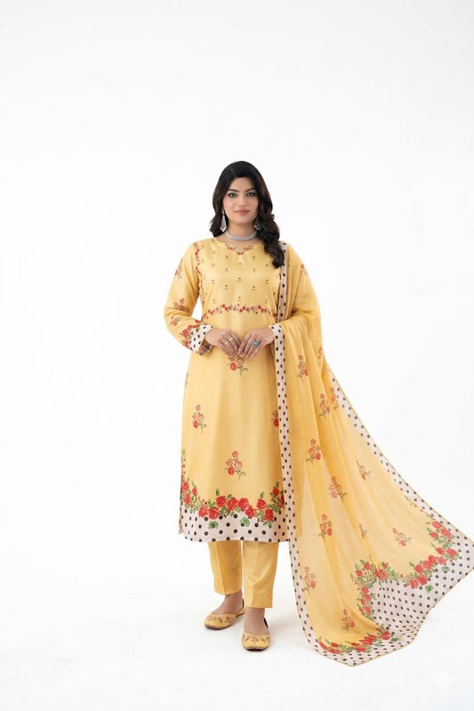 3-Piece Silk Stitched