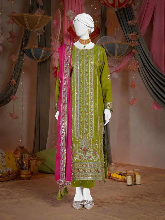 Party Wear Embroidered 3Pc Unstitched Suit PJPWS-240849