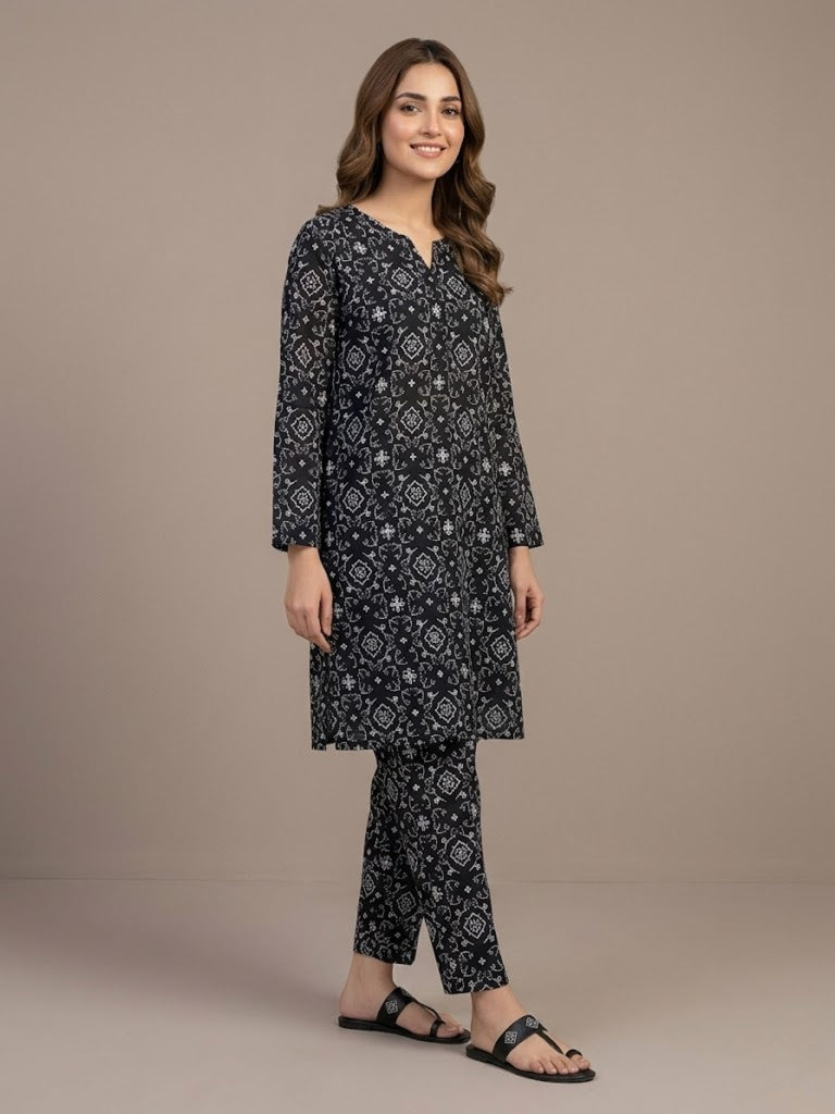 Monochrome 2-Piece Stitched