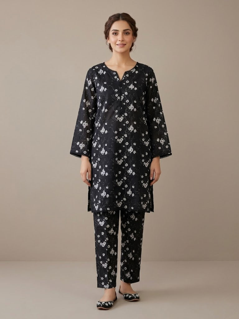 Monochrome 2-Piece Stitched