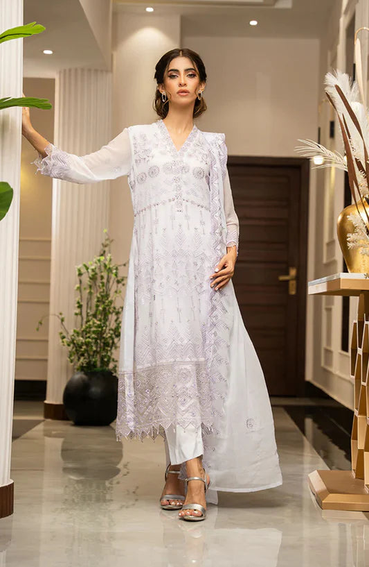 Ensembles by Zouj Embroidered Chiffon Suit Unstitched 3 Piece ZJ24EC ZJCH-014 - Festive Collection